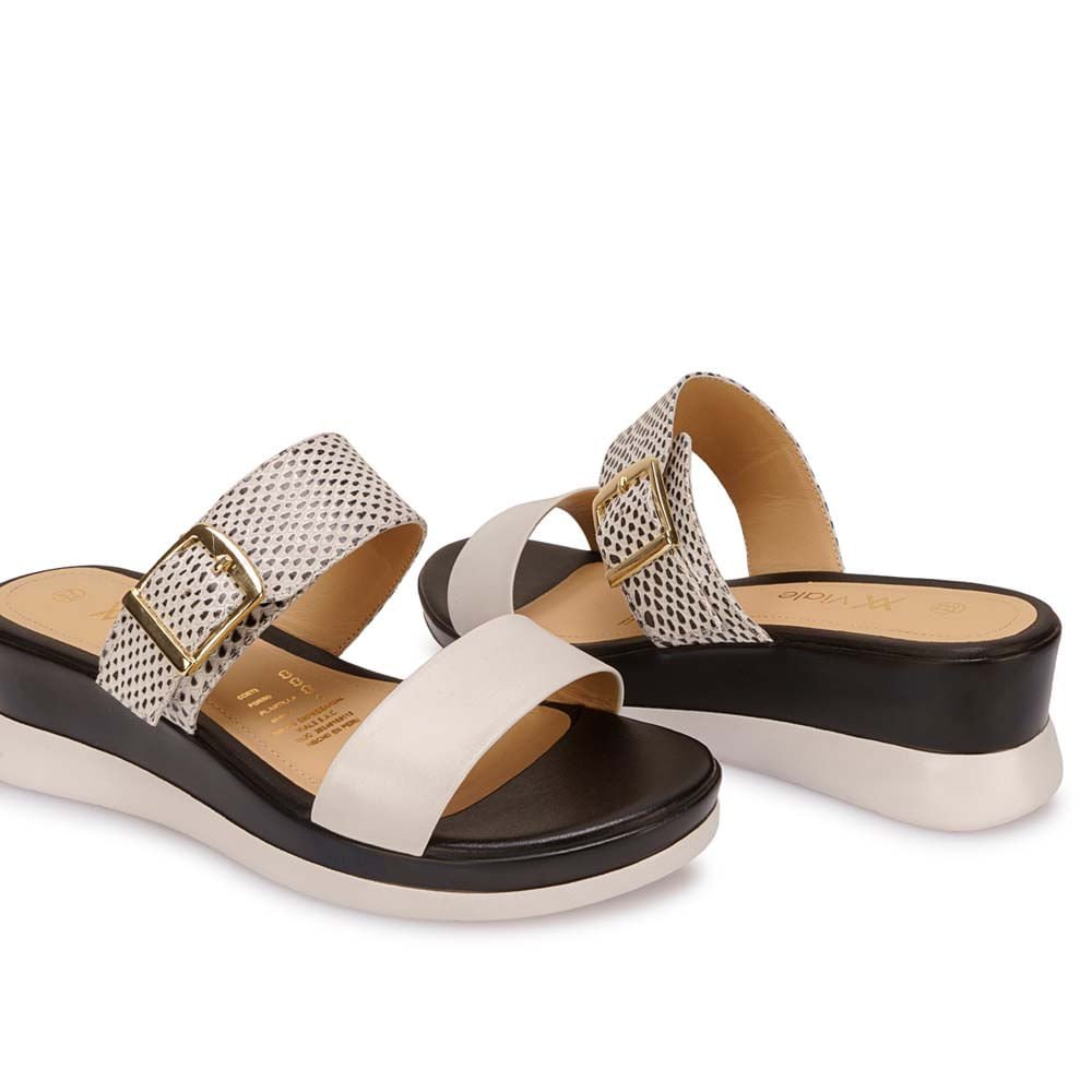 Sandalia Slide Casual LINDA-2612 Blanco Viale Cuero - Imagen 7