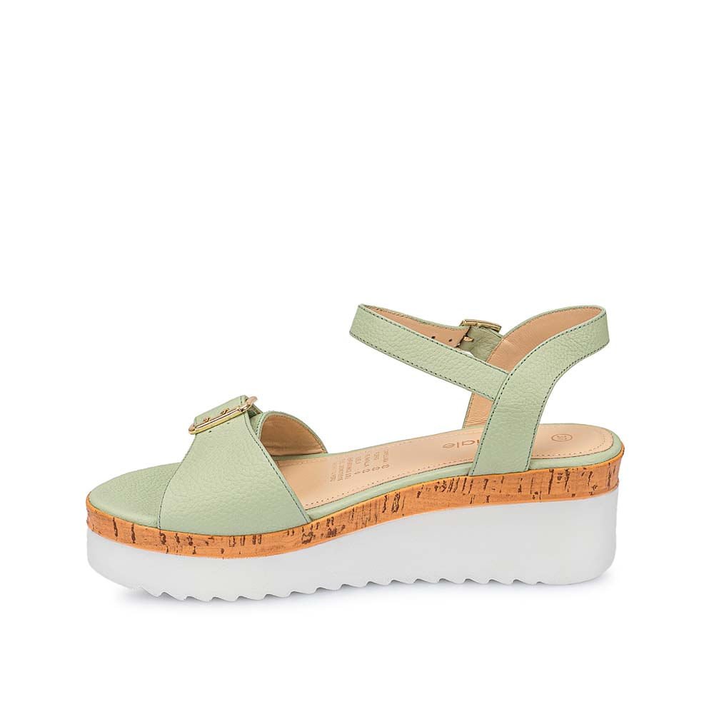 Sandalia D'orsay Casual ALE-2415 Verde/Menta Viale Cuero - Imagen 4