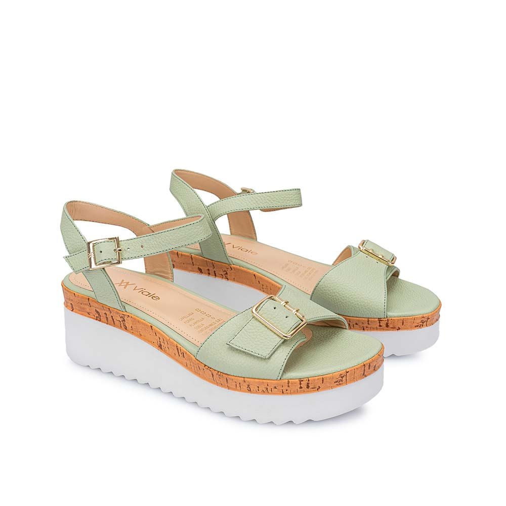 Sandalia D'orsay Casual ALE-2415 Verde/Menta Viale Cuero - Imagen 2