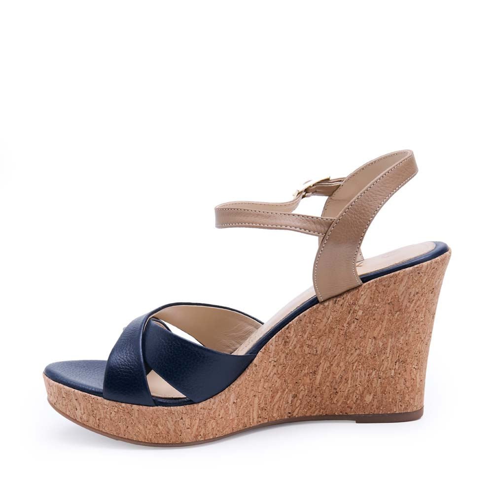 Sandalia D'orsay Casual ALE-2523 Azule/Trigo Viale Cuero - Imagen 2