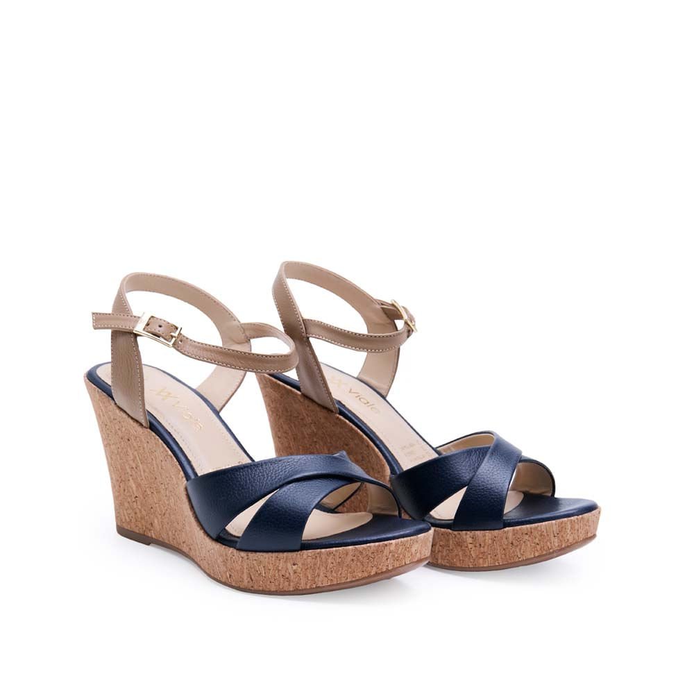 Sandalia D'orsay Casual ALE-2523 Azule/Trigo Viale Cuero - Imagen 4