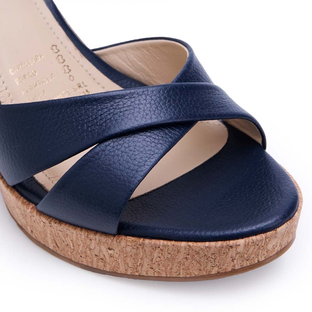 Sandalia D'orsay Casual ALE-2523 Azule/Trigo Viale Cuero - Imagen 3
