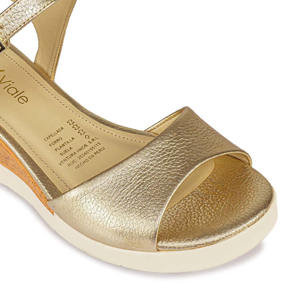 Sandalia D'orsay Casual TASTE-2501 Champagne Viale Cuero - Imagen 3