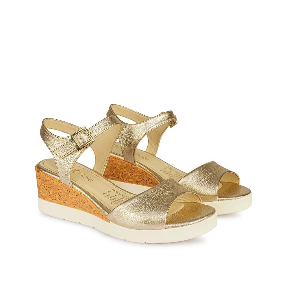 Sandalia D'orsay Casual TASTE-2501 Champagne Viale Cuero - Imagen 4