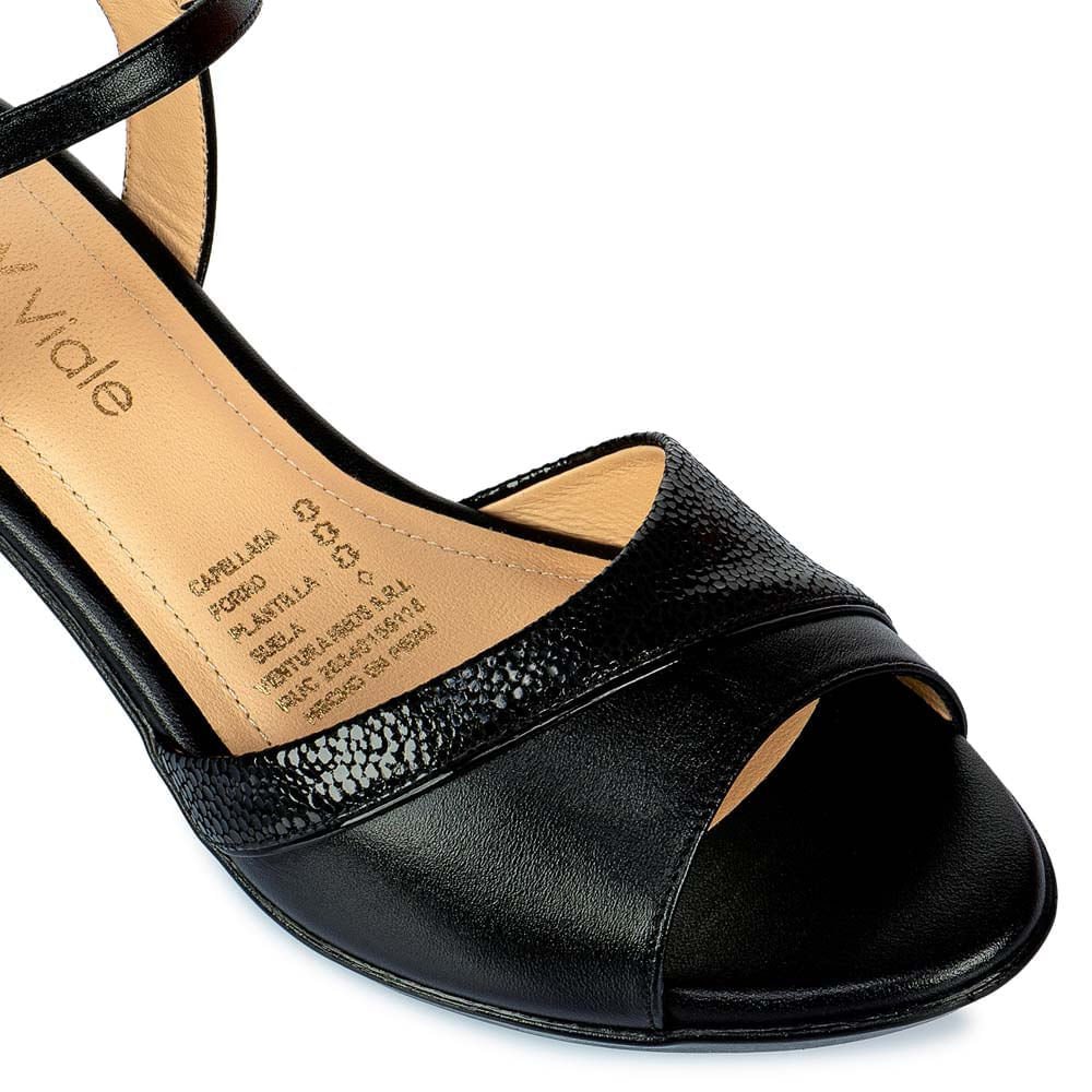 Sandalia D'orsay Casual LINDA-2501 Negro Viale Cuero - Imagen 3