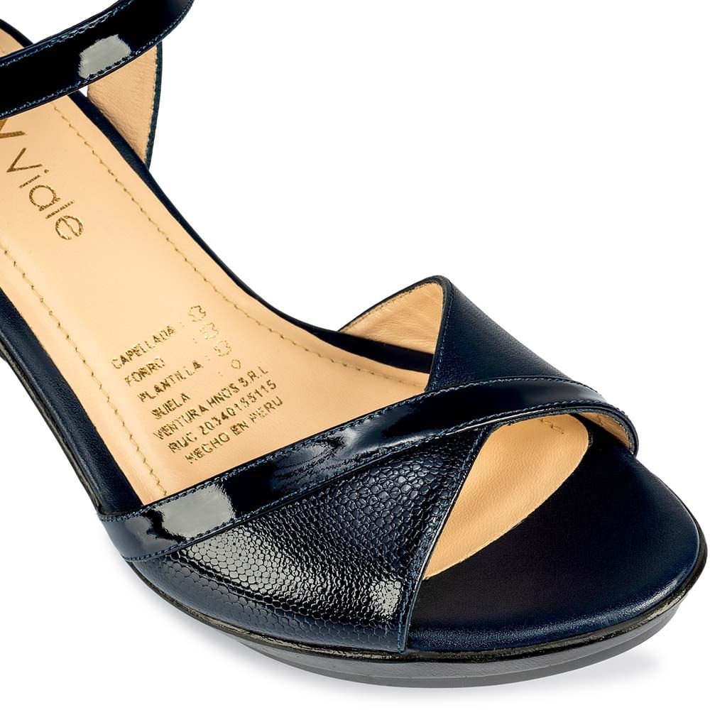 Sandalia D'orsay Casual DAYA-2505 Azul Viale Cuero - Imagen 3