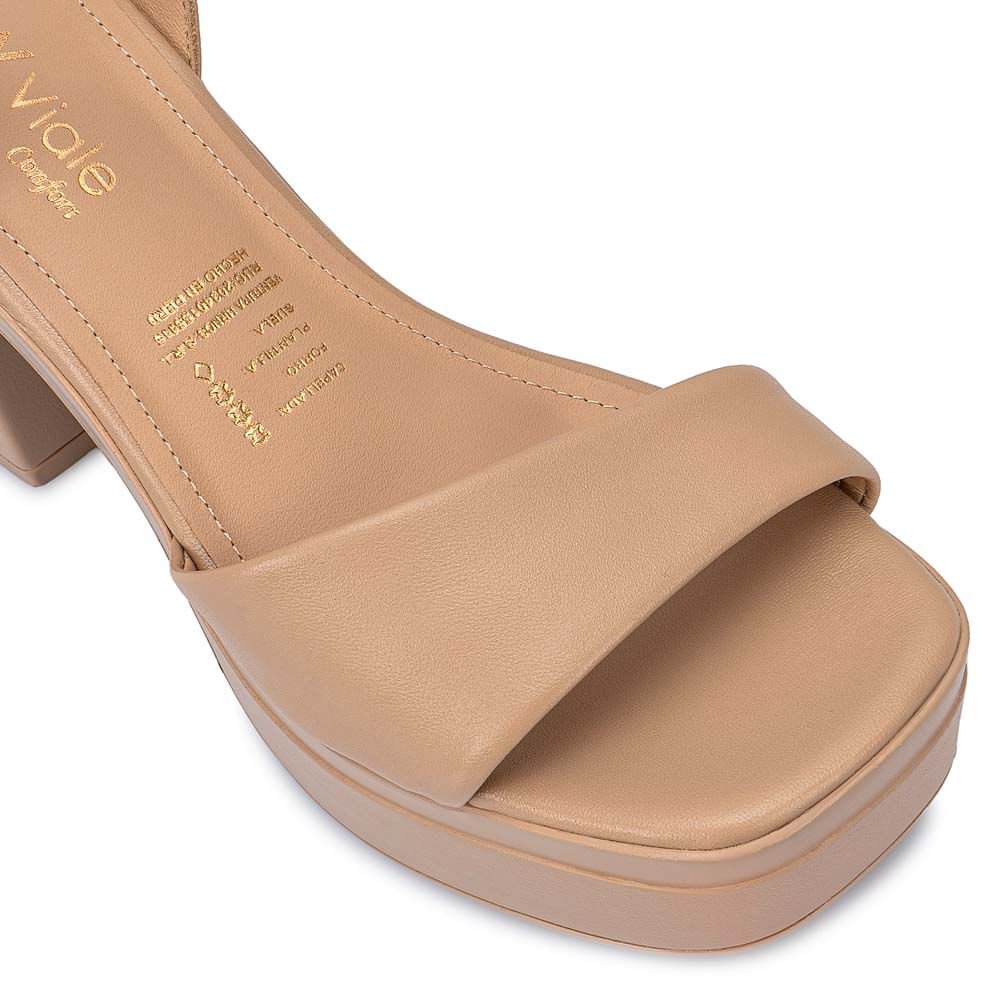 Sandalia D'orsay Casual ECO-2501 Beige Viale Cuero - Imagen 3