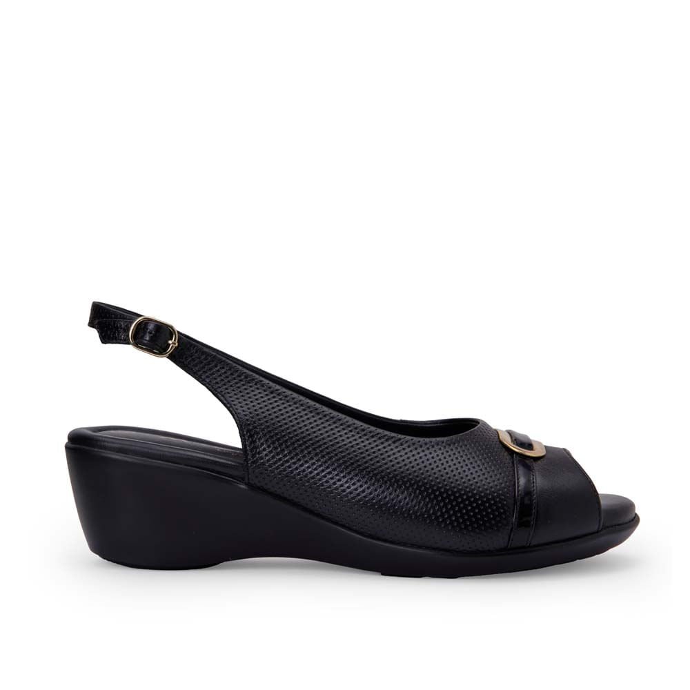 Sandalia Peep Toe Casual WIL-2503 Negro Viale Cuero - Imagen 9
