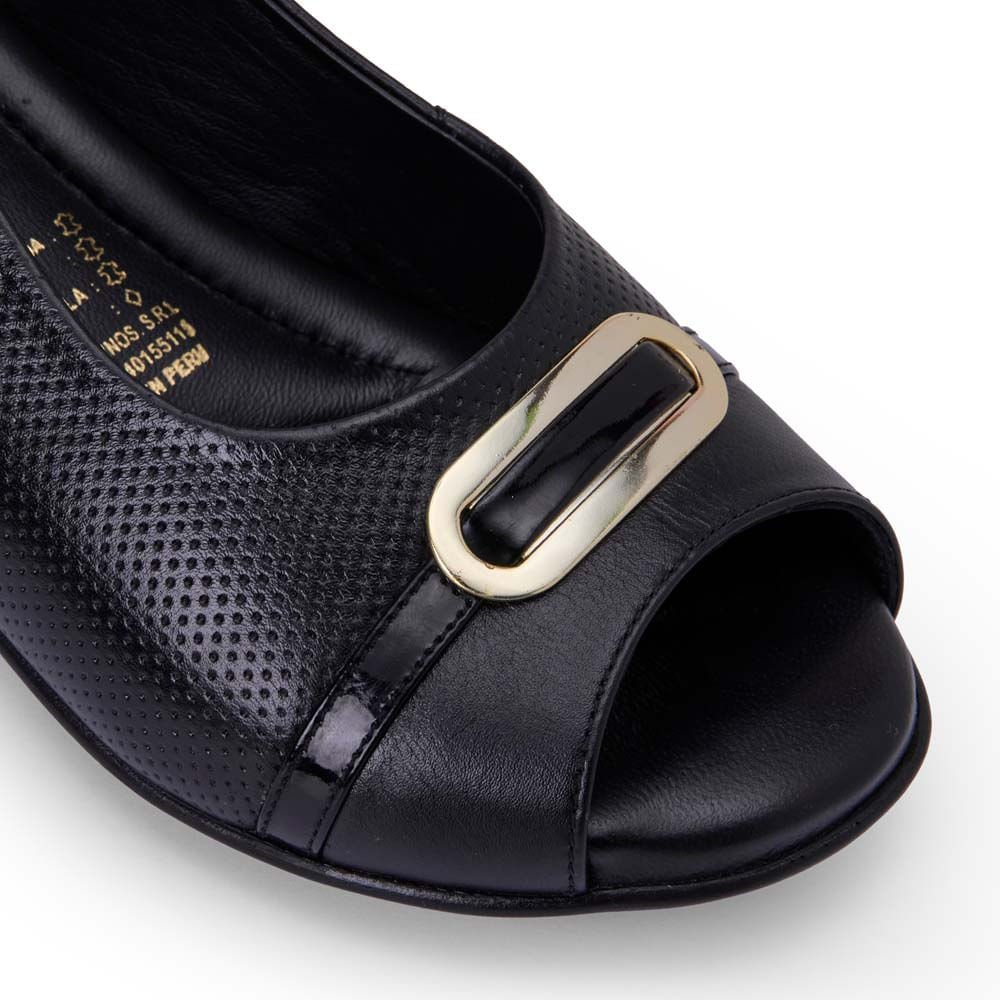 Sandalia Peep Toe Casual WIL-2503 Negro Viale Cuero - Imagen 11