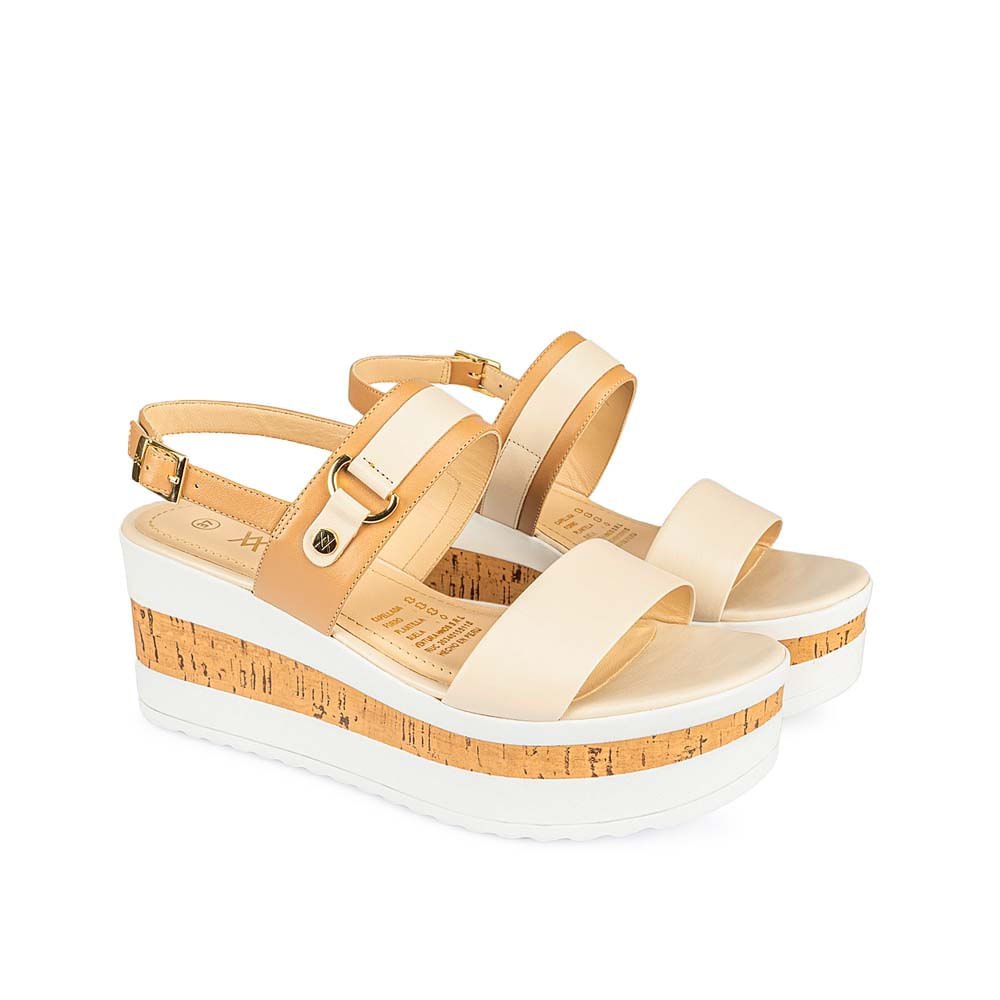 Sandalia Strap Casual DAYA-2509 Trigo/Vainilla Viale Cuero - Imagen 4