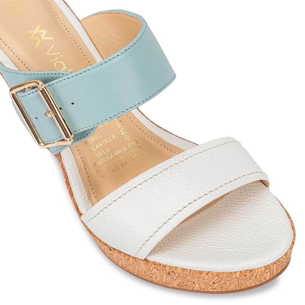 Sandalia Strap Casual ALE-2522 Blan/Cele Viale Cuero - Imagen 3