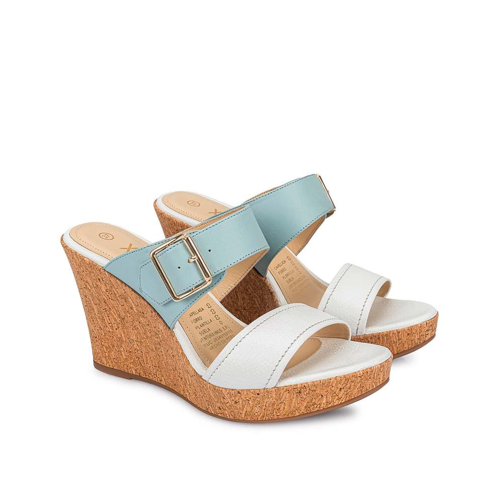 Sandalia Strap Casual ALE-2522 Blan/Cele Viale Cuero - Imagen 4