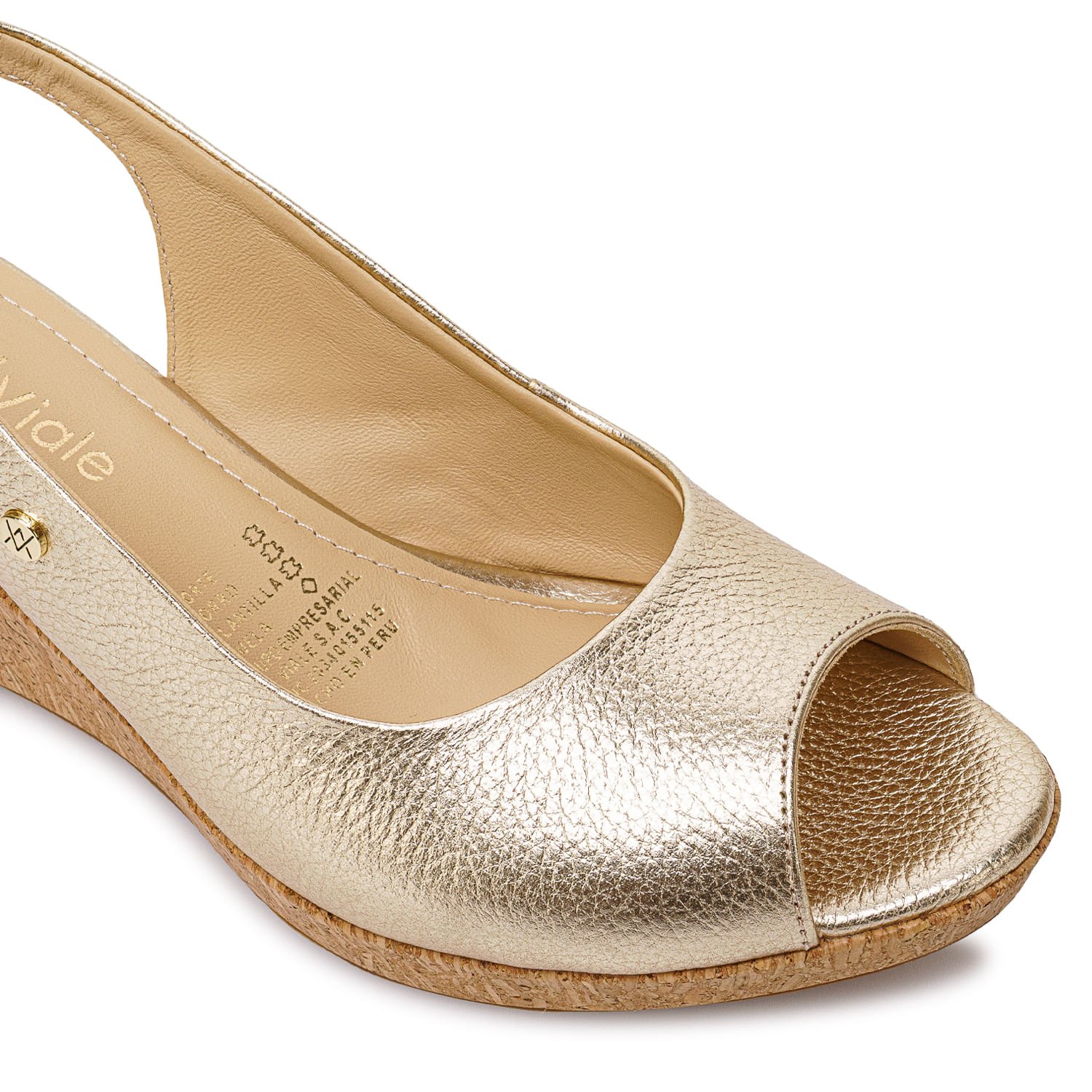 Sandalia Peep Toe Casual SOFI-2606 Dorado Viale Cuero - Imagen 11