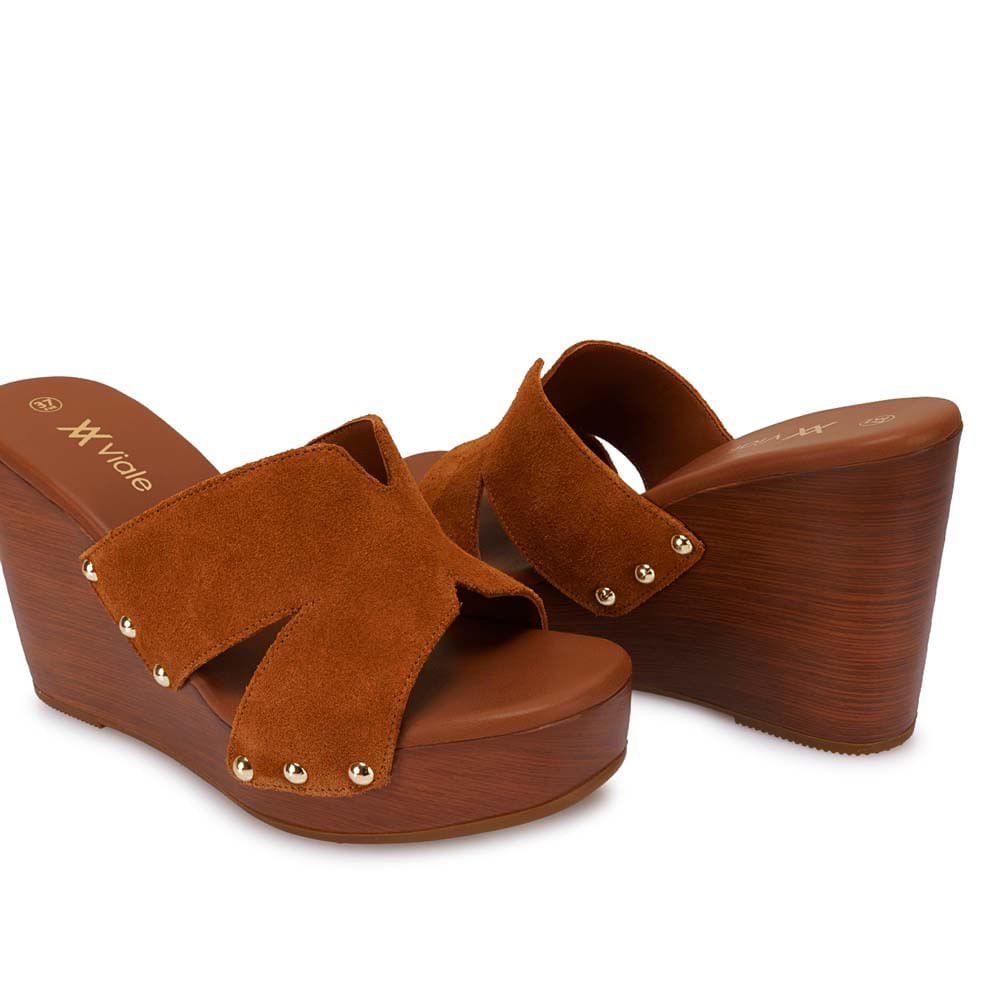 Sandalia Slide Casual SOFI-2610 Habano Viale Cuero - Imagen 7