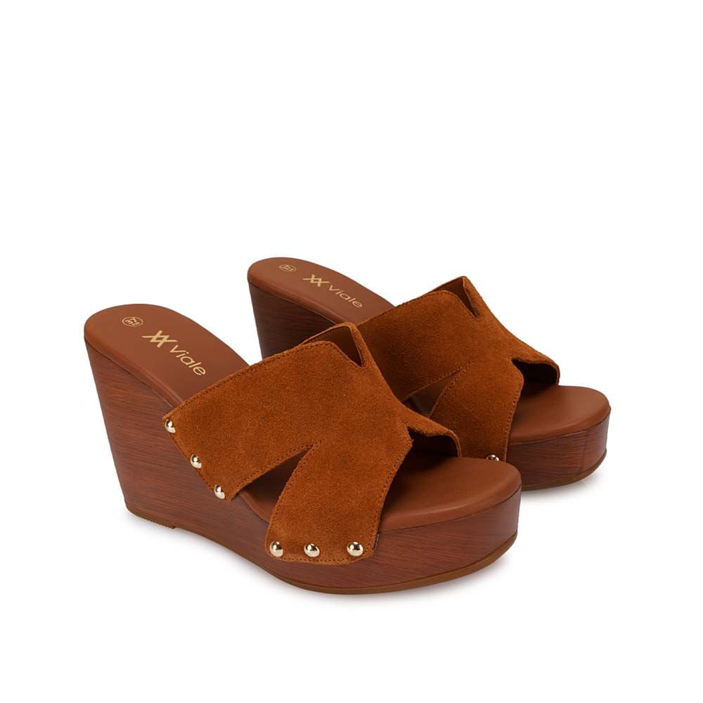 Sandalia Slide Casual SOFI-2610 Habano Viale Cuero - Imagen 8