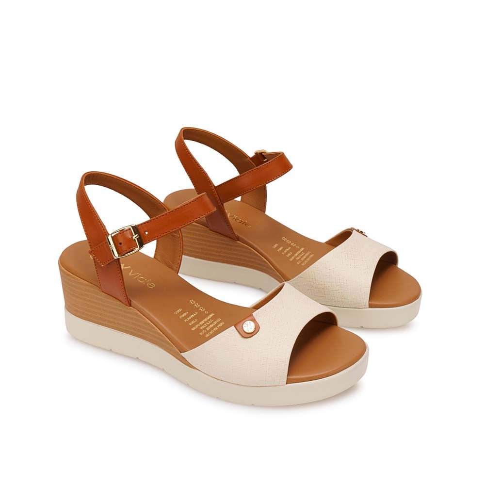 Sandalia D'orsay Casual TASTE-2601 Perla Viale Cuero - Imagen 4
