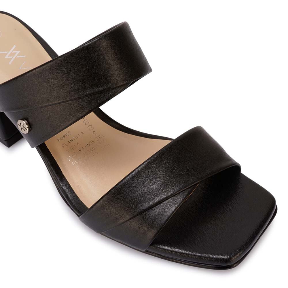 Sandalia Strap Casual TATI-2602 Negro Viale Cuero - Imagen 6