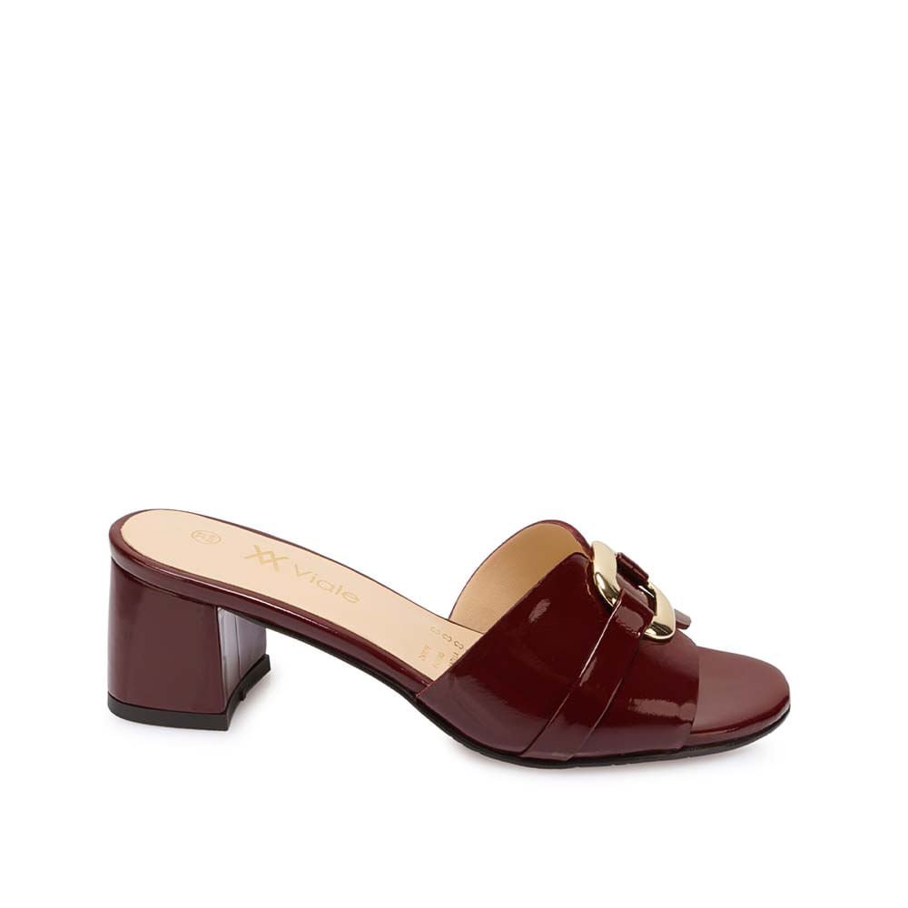 Sandalia Slide Casual TATI-2603 Rojo Oscuro Viale Cuero - Imagen 9