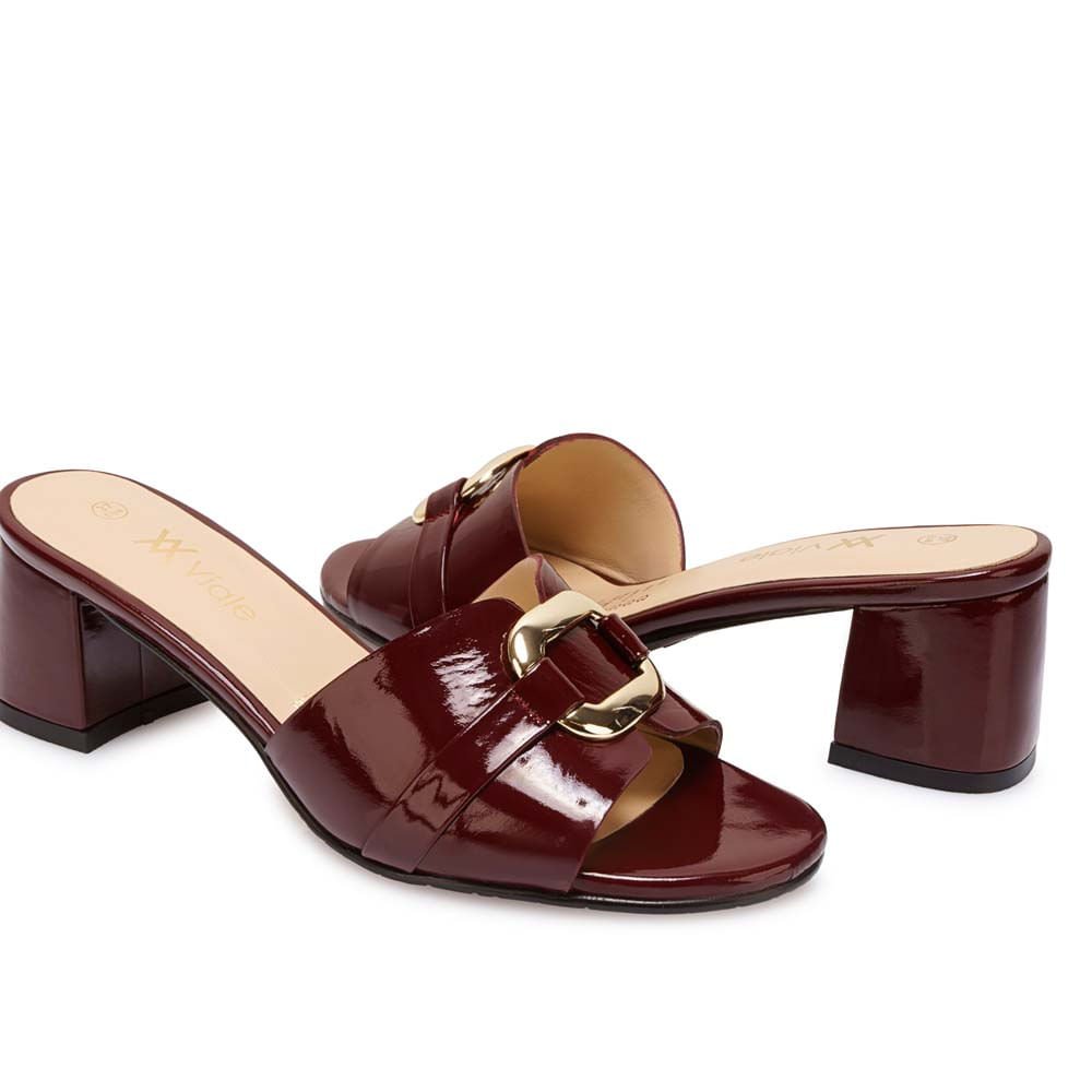 Sandalia Slide Casual TATI-2603 Rojo Oscuro Viale Cuero - Imagen 7