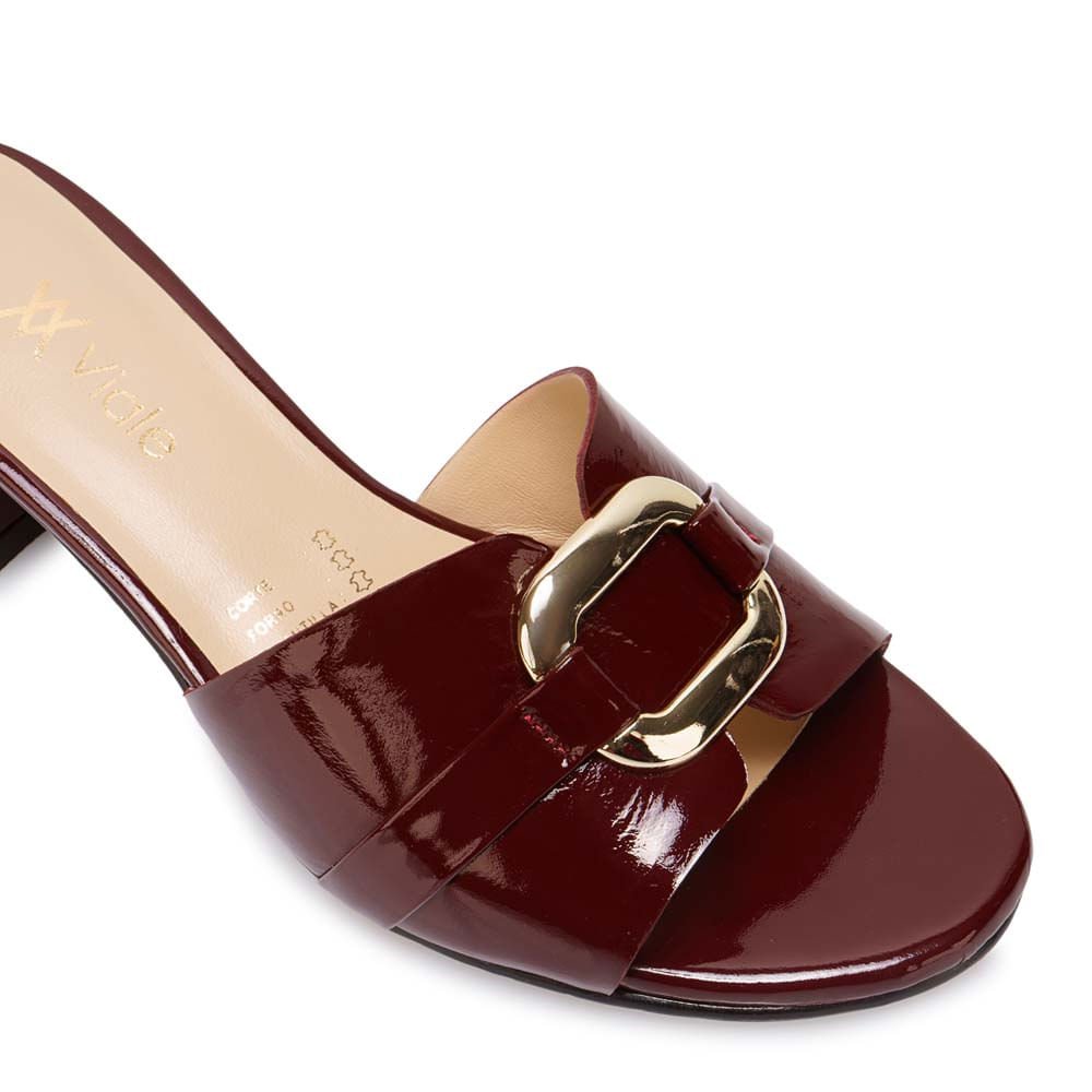 Sandalia Slide Casual TATI-2603 Rojo Oscuro Viale Cuero - Imagen 2