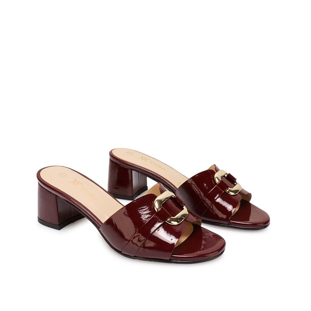 Sandalia Slide Casual TATI-2603 Rojo Oscuro Viale Cuero - Imagen 8