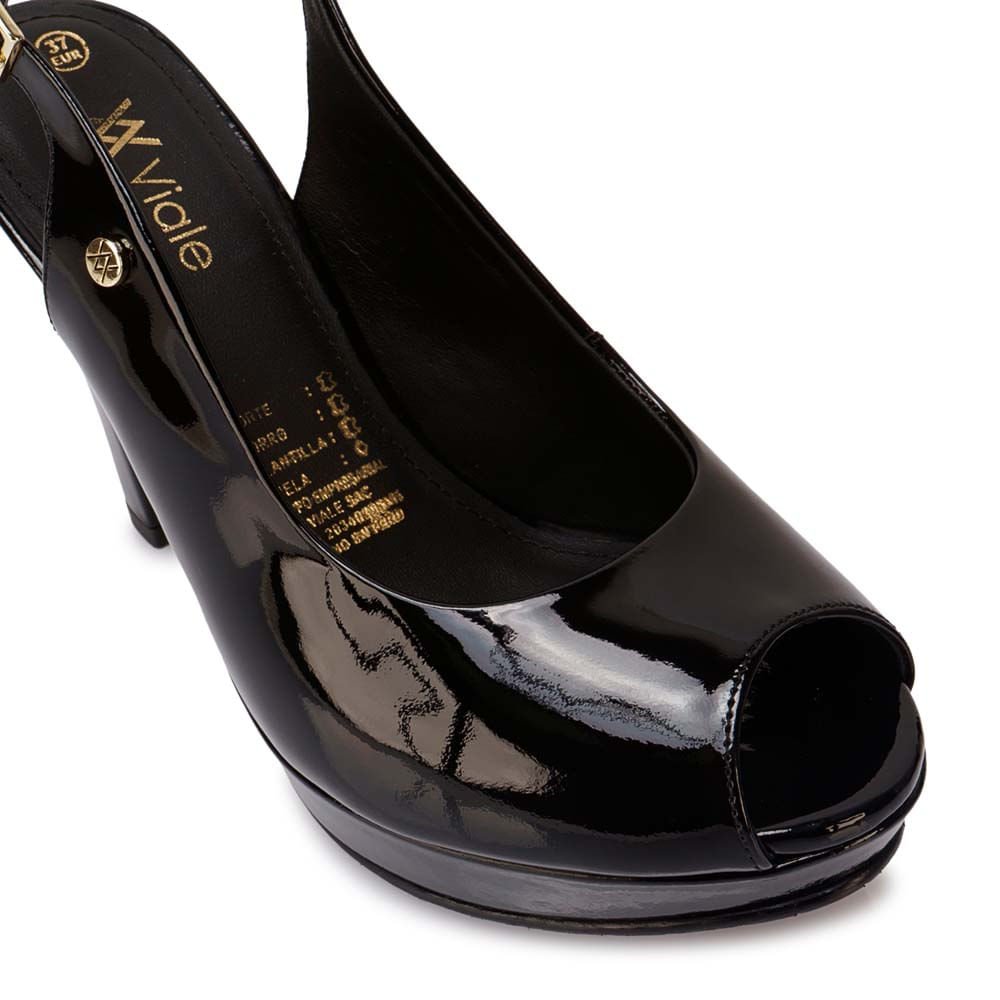 Sandalia Peep Toe Casual TERI-2641 Negro Viale Cuero - Imagen 2