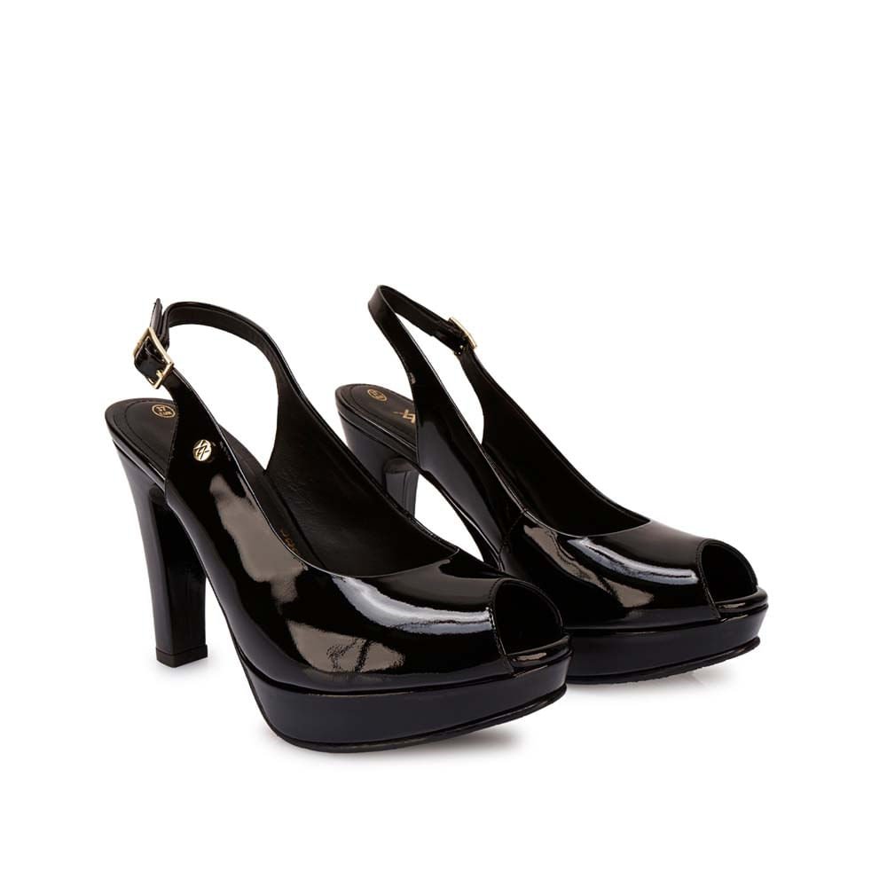 Sandalia Peep Toe Casual TERI-2641 Negro Viale Cuero - Imagen 4