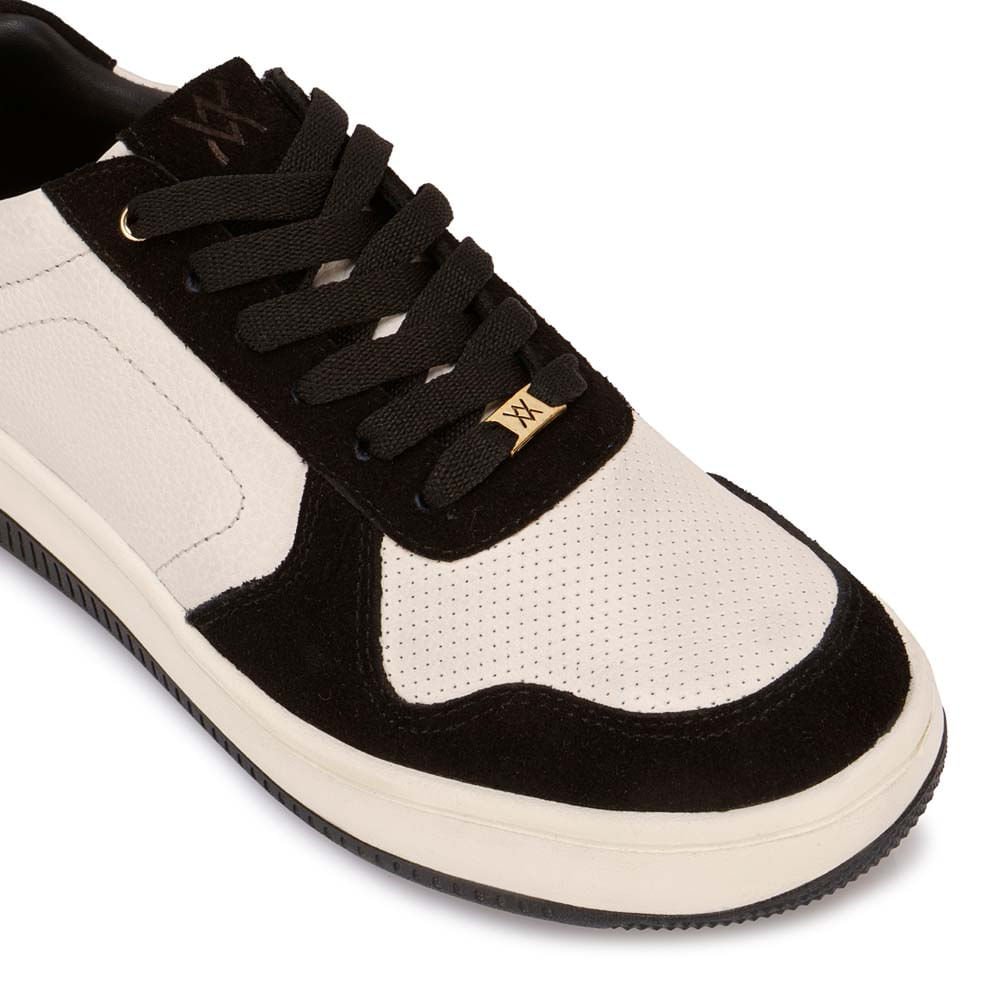 Zapatilla Casual TERI-2650 Blan/Neg Viale Cuero - Imagen 2