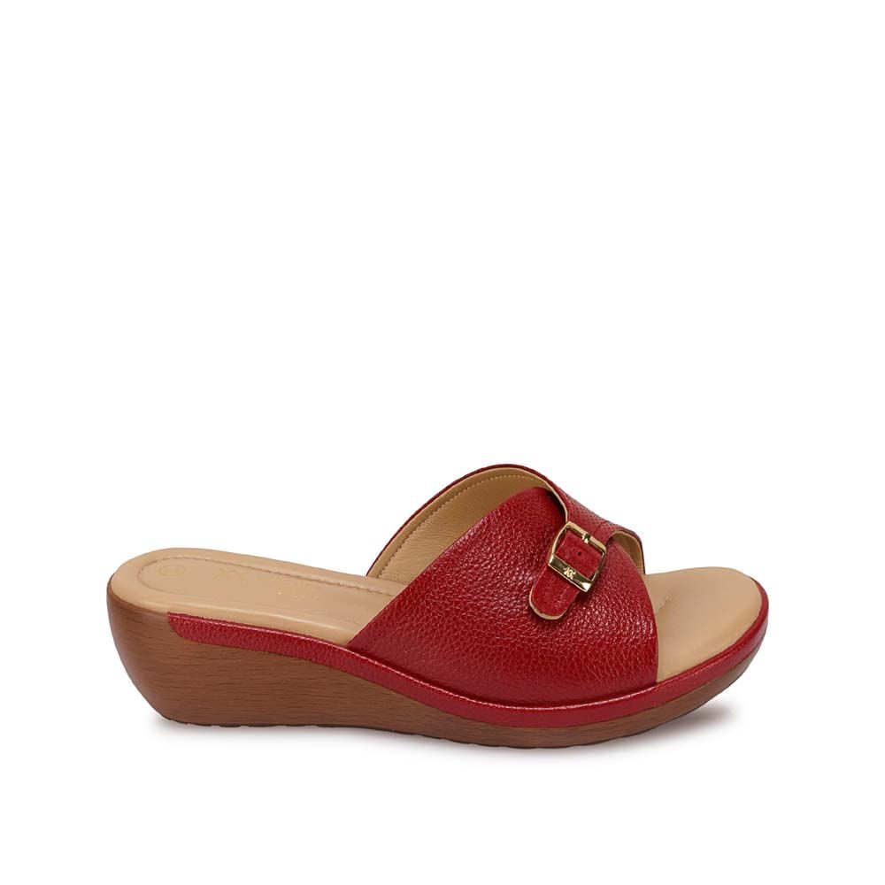 Sandalia Slide Casual WIL-2603 Rojo Viale Cuero - Imagen 5