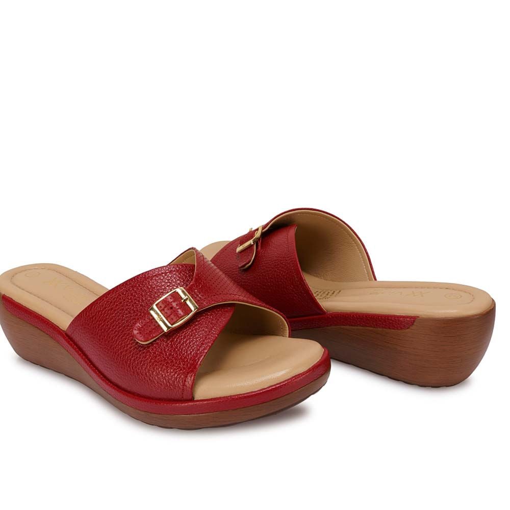 Sandalia Slide Casual WIL-2603 Rojo Viale Cuero - Imagen 7