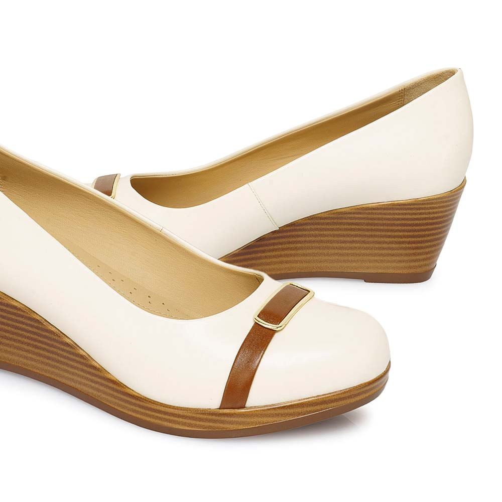 Zapato Reina Casual LINDA-2521 Hueso Viale Cuero - Imagen 3