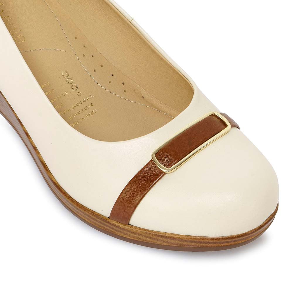 Zapato Reina Casual LINDA-2521 Hueso Viale Cuero - Imagen 2